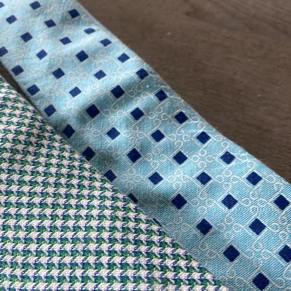 Green & Blue Patterned Cotton Skinny Ties From Ties.com, Set of Three - Picture 4 of 6